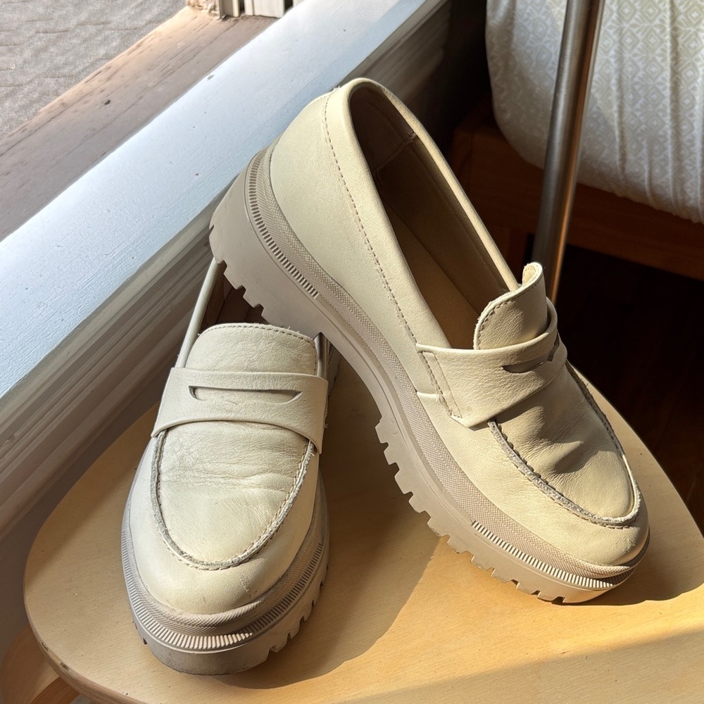 Cream Leather Chunky Loafers